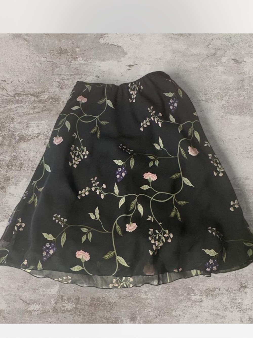 🖤 VINTAGE DRESSBARN Y2K WHIMSYGOTH FLORAL MIDI SKIRT PM 🖤